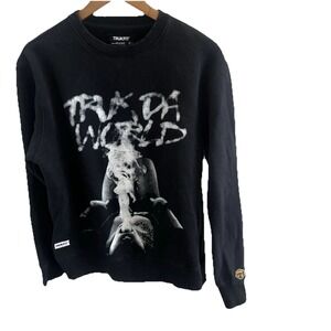 TRUKFIT Truk Da World Black Crew Neck Pullover Sweatshirt Mens Medium